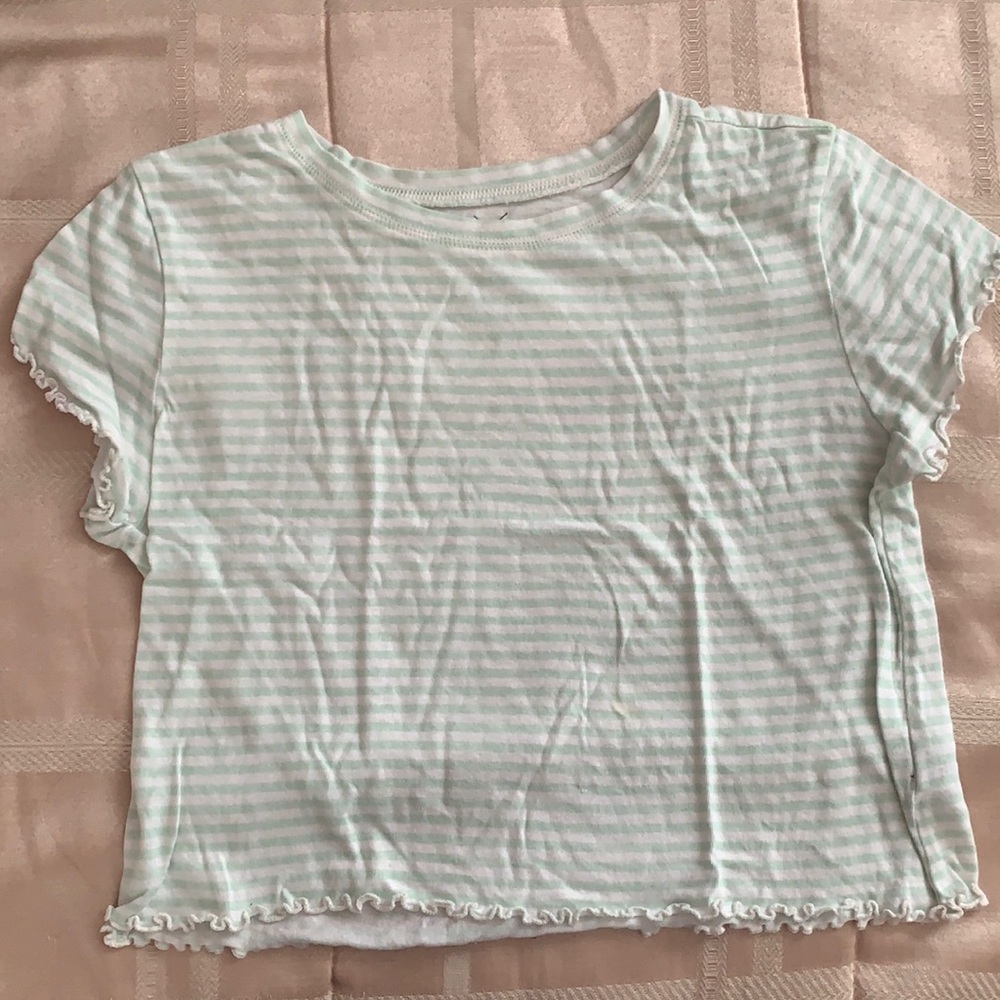 PacSun Basics Collection Green White Striped Tee